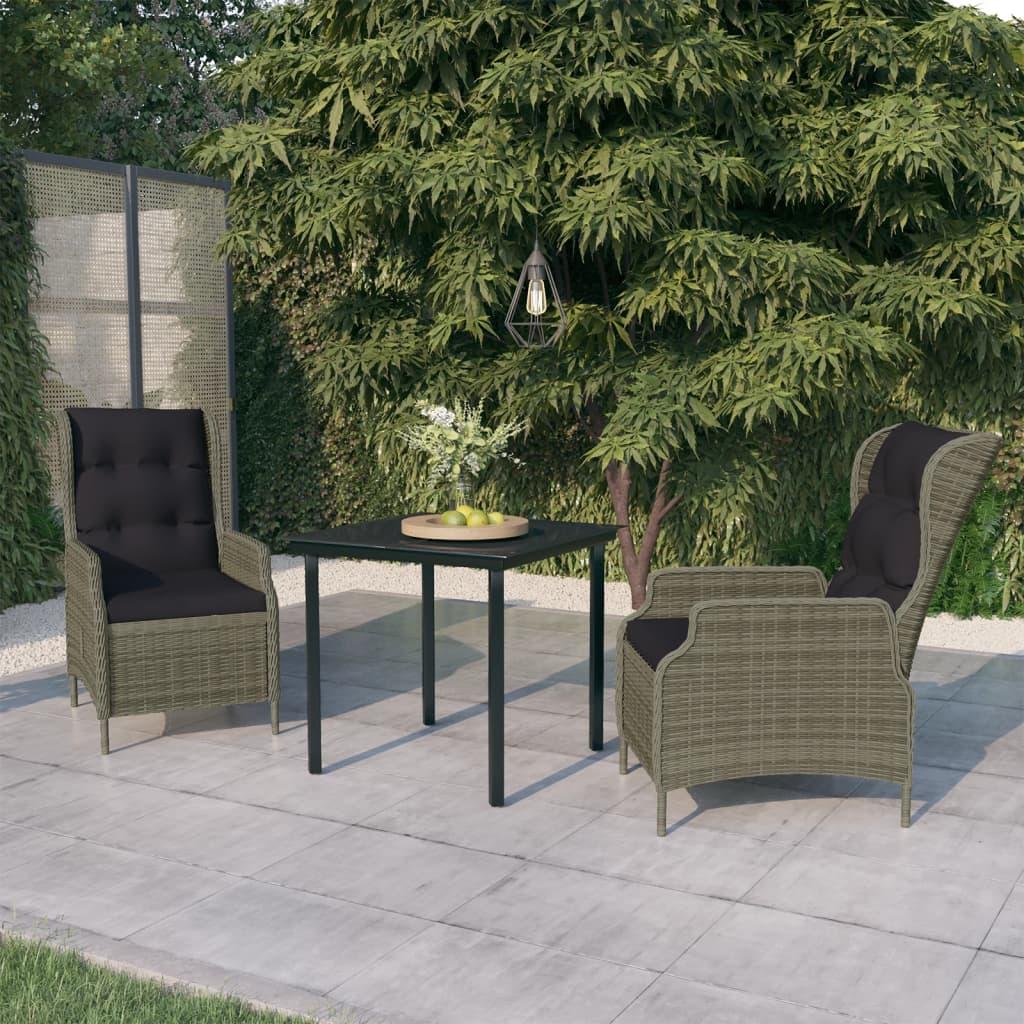3 Piece Garden Dining Set Brown