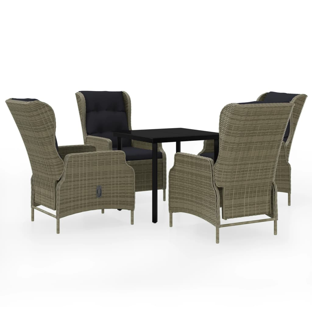 5 Piece Garden Dining Set Brown