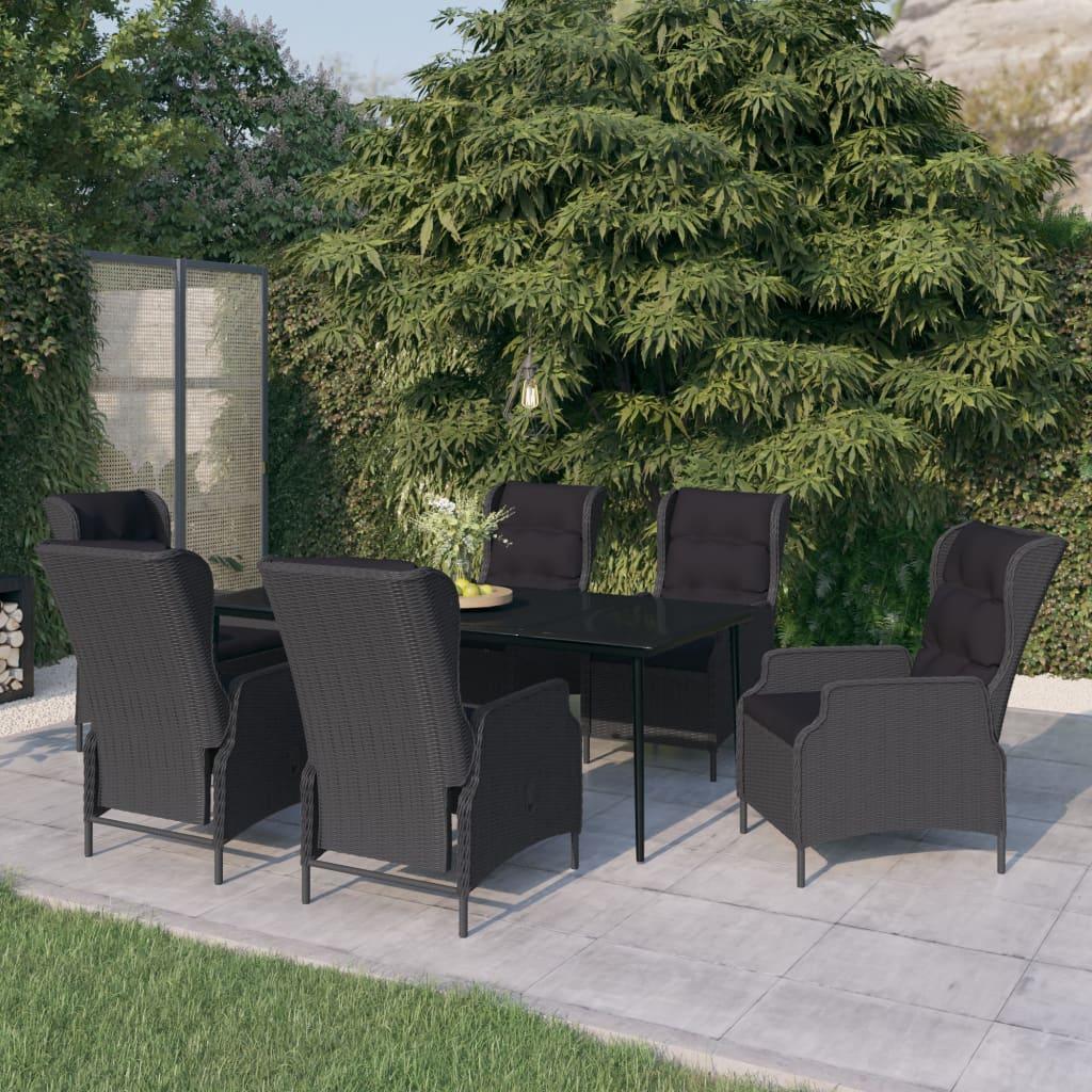 7 Piece Garden Dining Set Dark Grey
