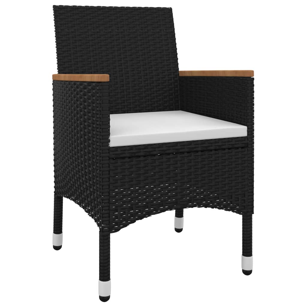 7 Piece Garden Dining Set with Cushions Poly Rattan and Glass