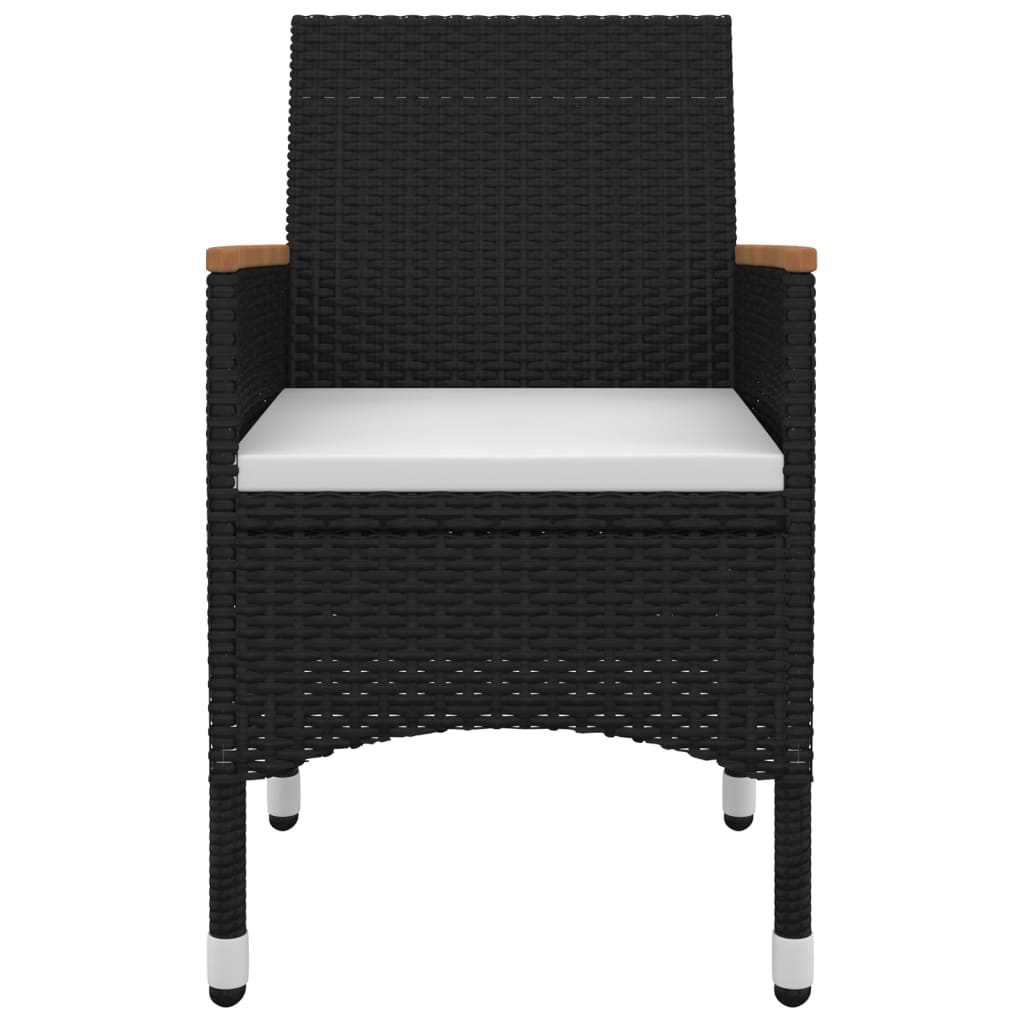 7 Piece Garden Dining Set with Cushions Poly Rattan and Glass