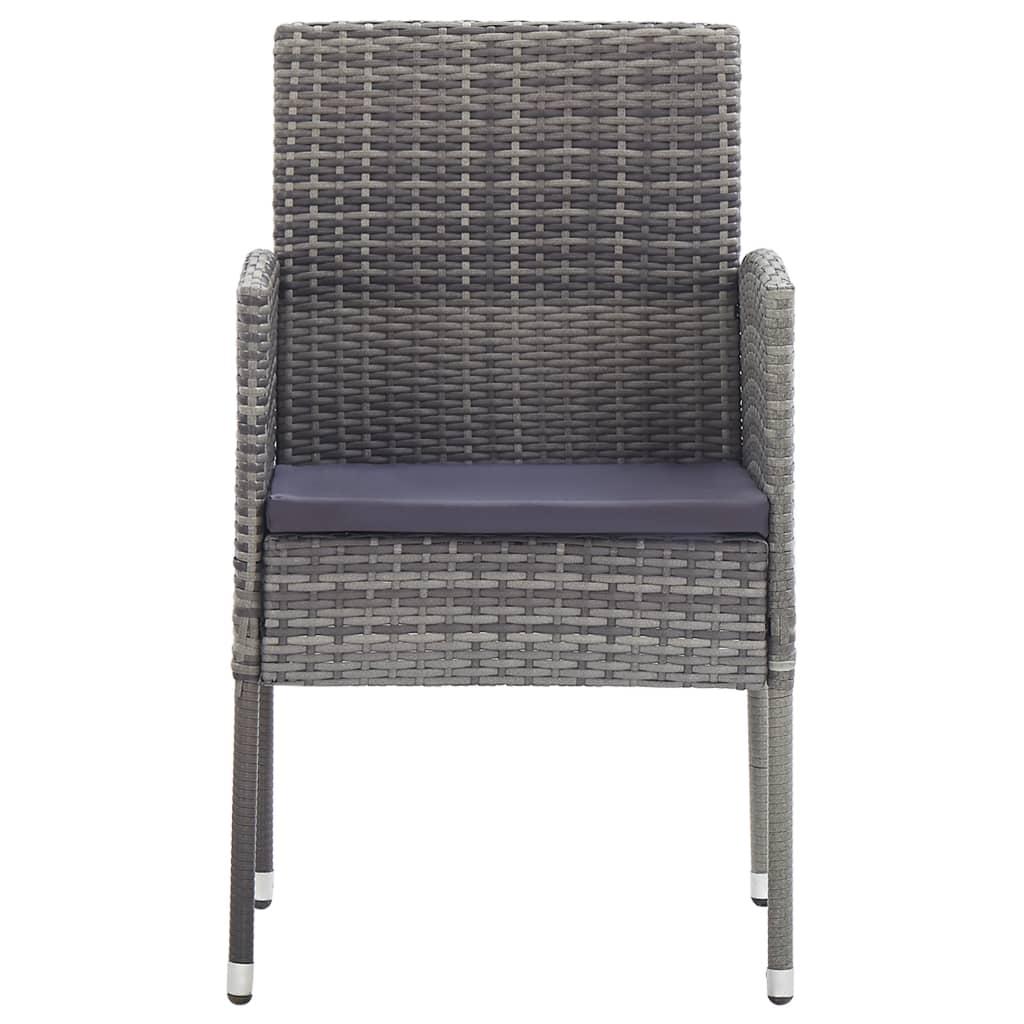 Garden Chairs with Dark Grey Cushions 2 pcs Grey Poly Rattan