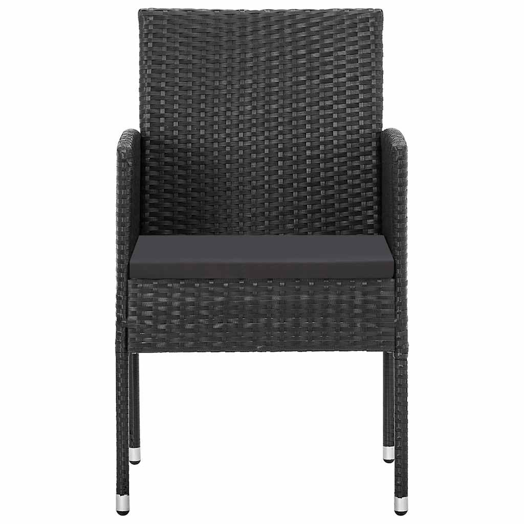 Garden Chairs with Black Cushions 4 pcs Black Poly Rattan