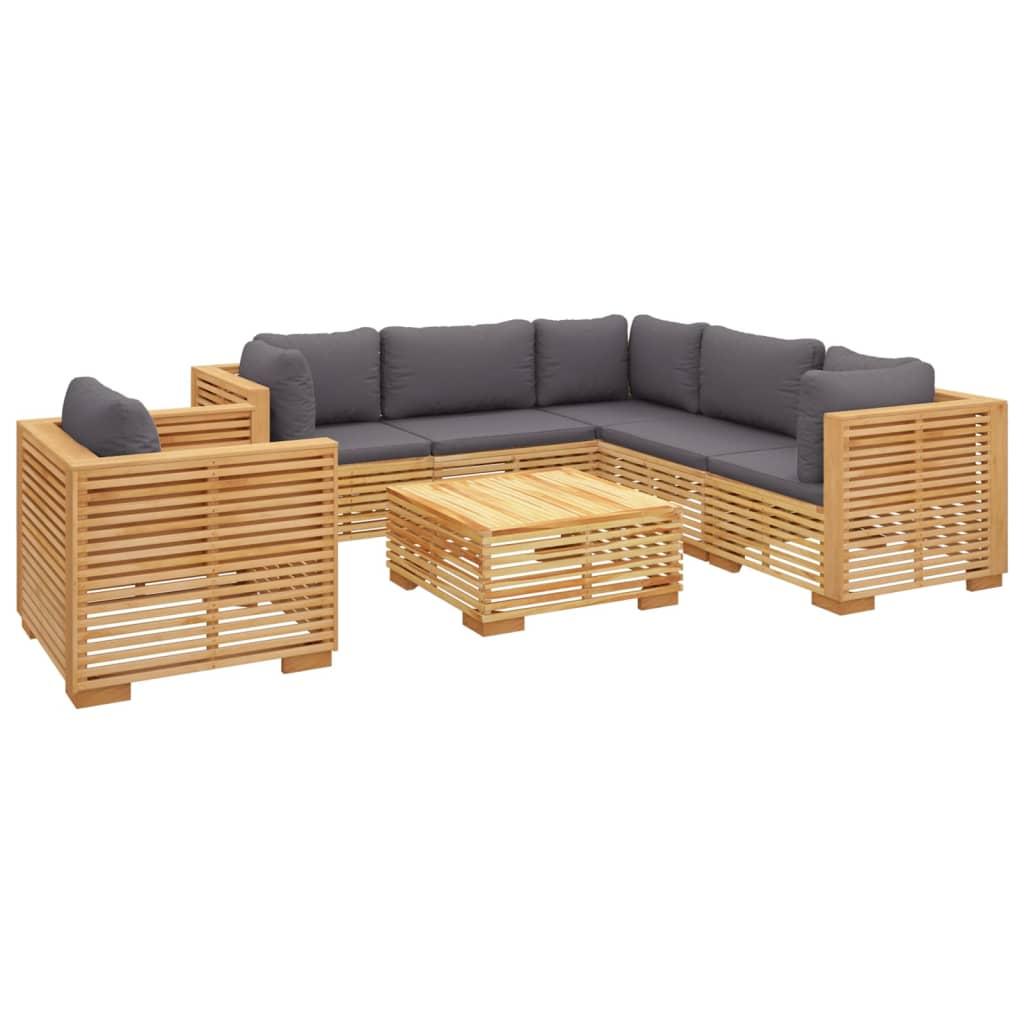 7 Piece Garden Lounge Set with Cushions Solid Teak Wood