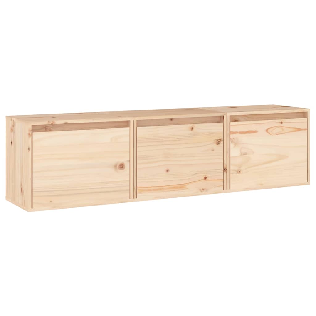 3 Piece TV Cabinet Set Solid Wood Pine