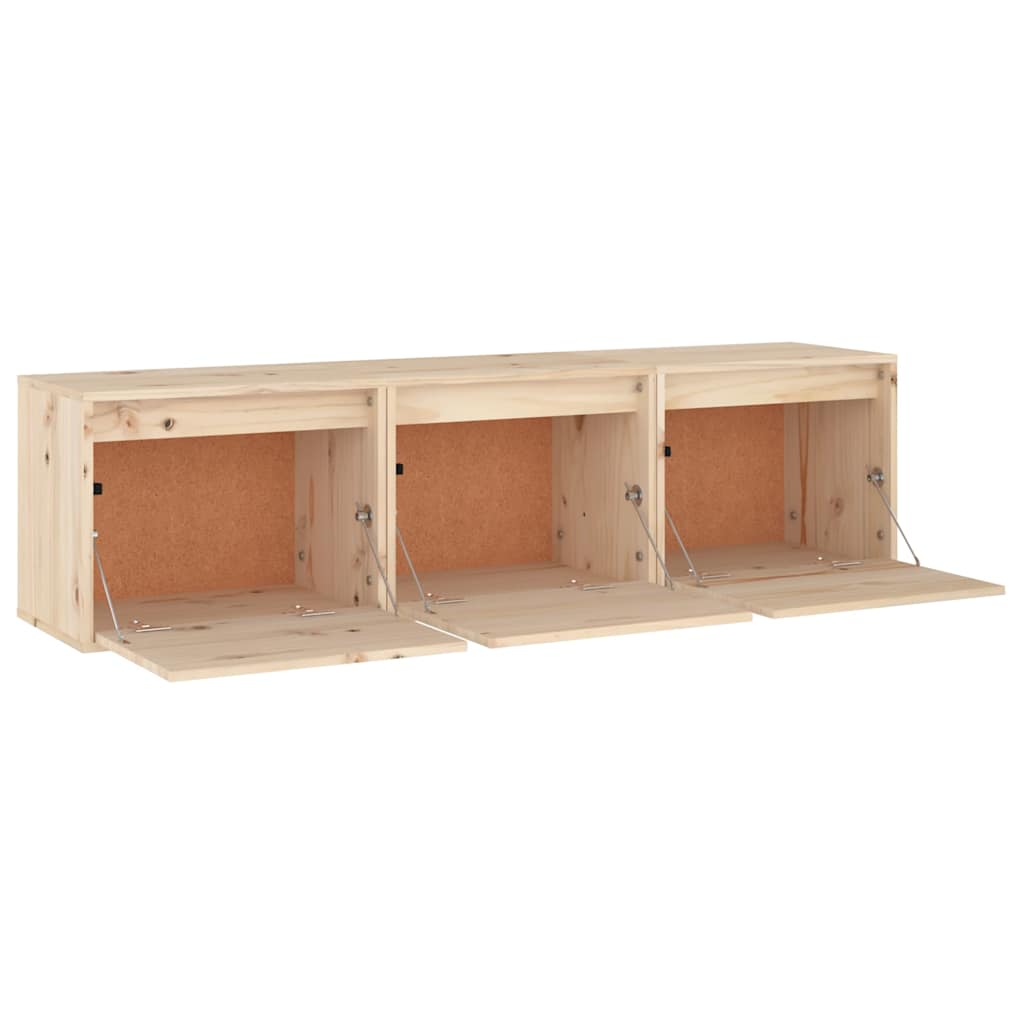 3 Piece TV Cabinet Set Solid Wood Pine