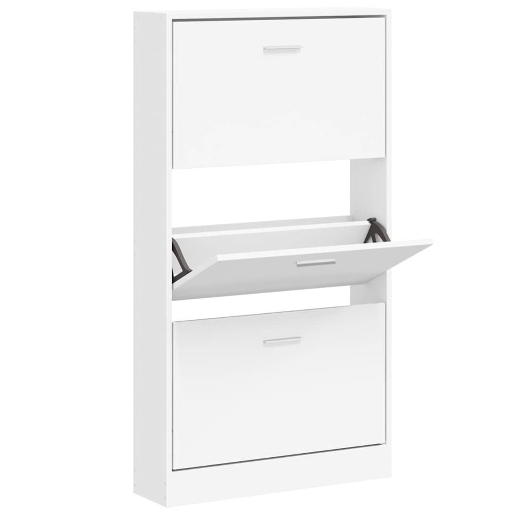 Shoe Cabinet White 59x17x108 cm Engineered Wood