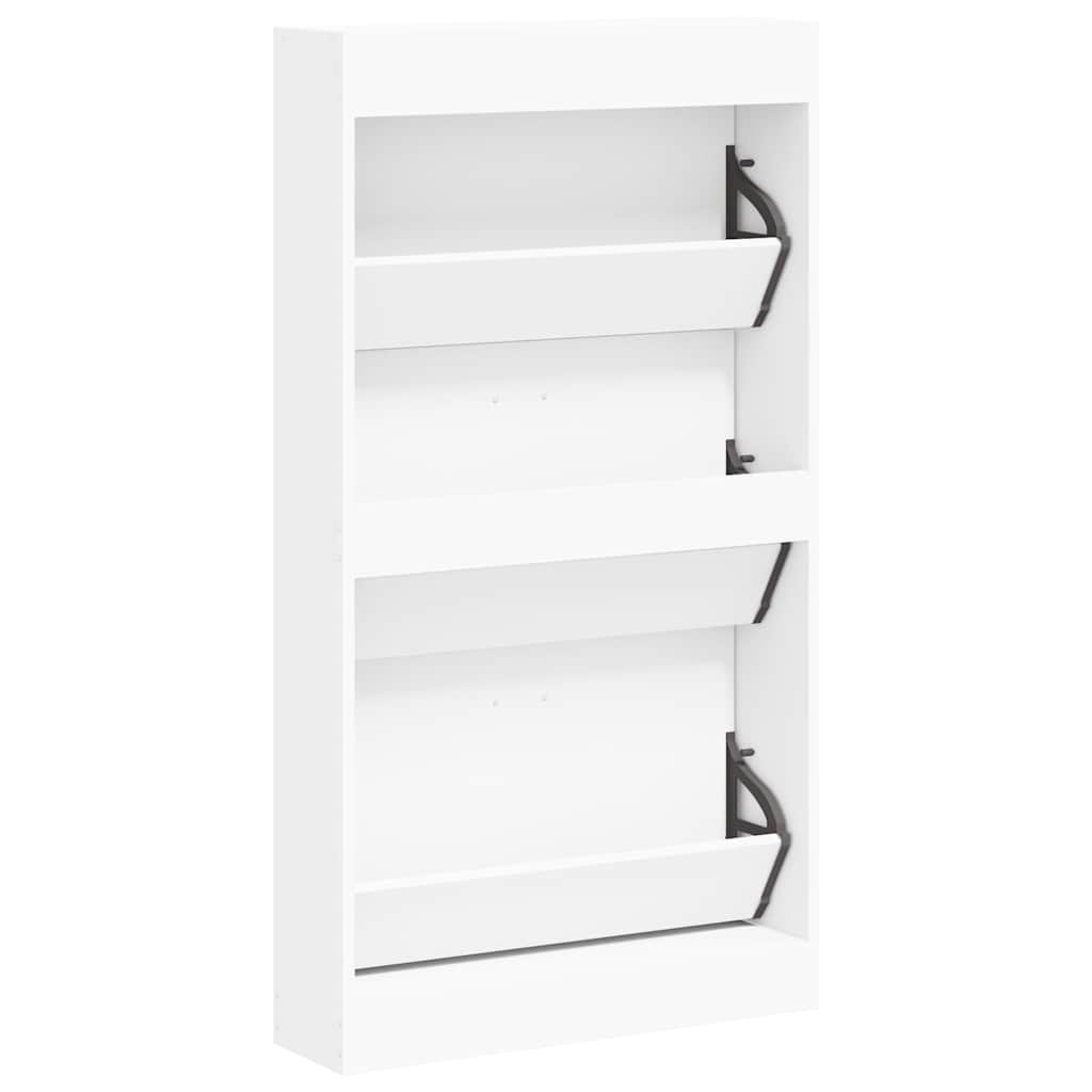 Shoe Cabinet White 59x17x108 cm Engineered Wood