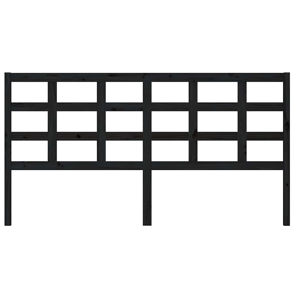 Bed Headboard Black 185.5 cm Solid Wood Pine