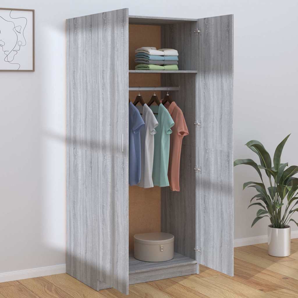 Wardrobe Grey Sonoma 80x52x180 cm Engineered Wood
