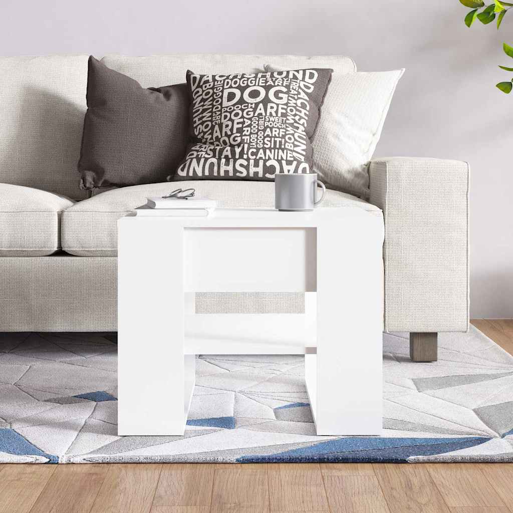 Coffee Table High Gloss White 55.5x55x45 cm Engineered Wood