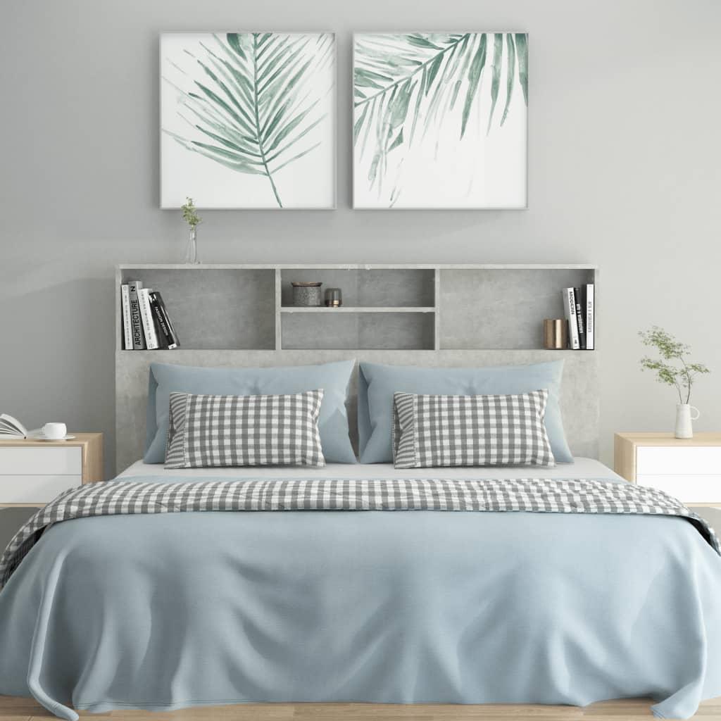 Headboard Cabinet Concrete Grey 160 cm