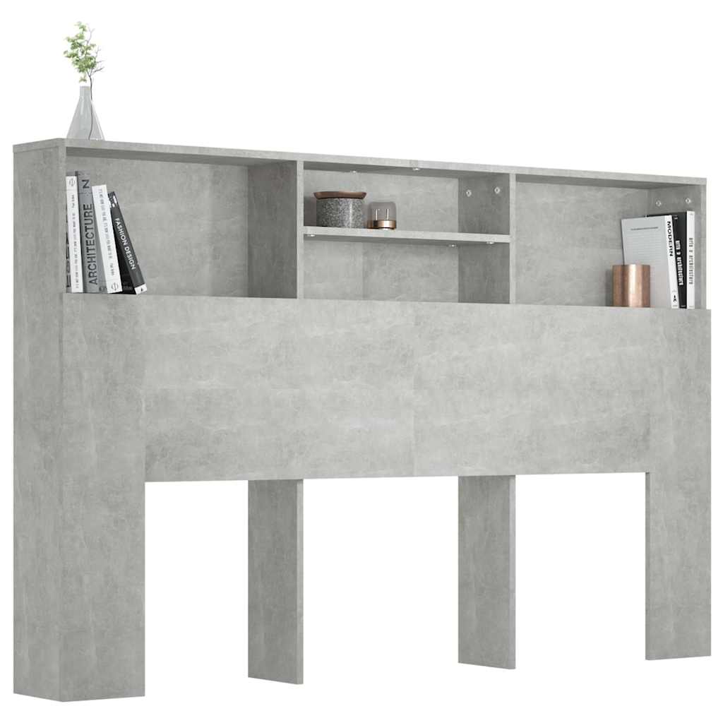 Headboard Cabinet Concrete Grey 160 cm