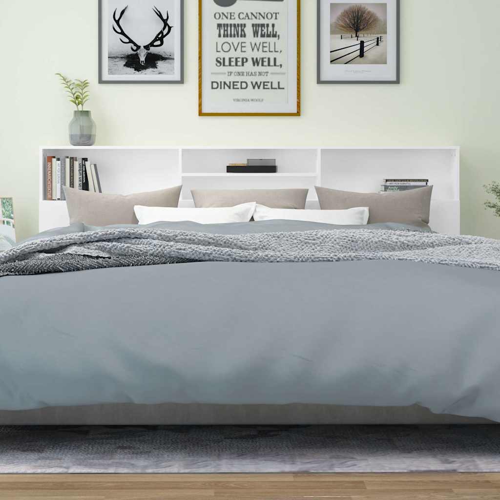Headboard Cabinet White 220x19x101.5 cm