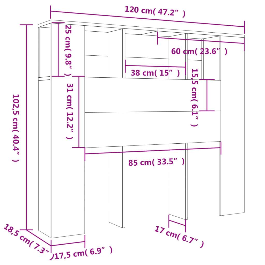 Headboard Cabinet High Gloss White 120 cm