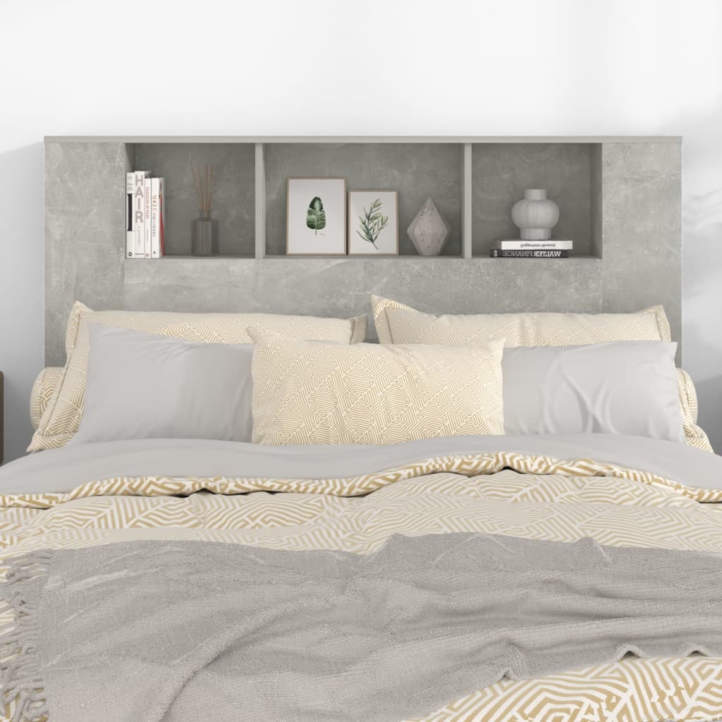 Headboard Cabinet Concrete Grey 140 cm