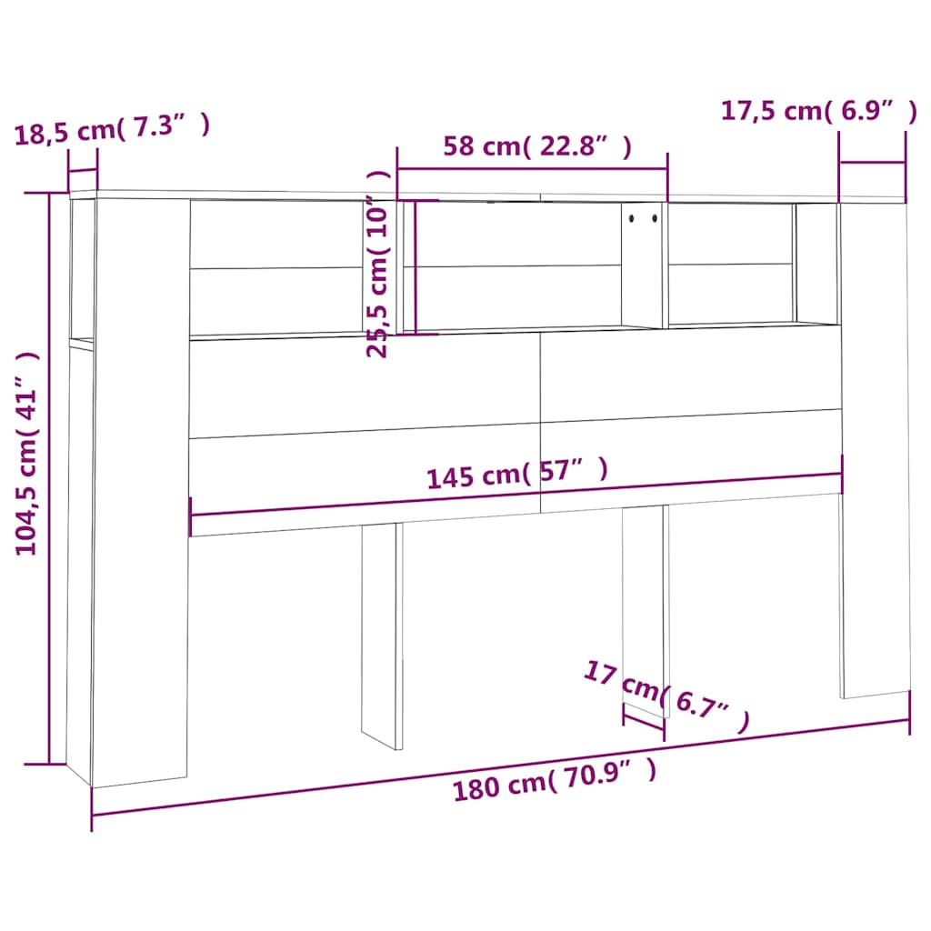 Headboard Cabinet Sonoma Oak 180 cm