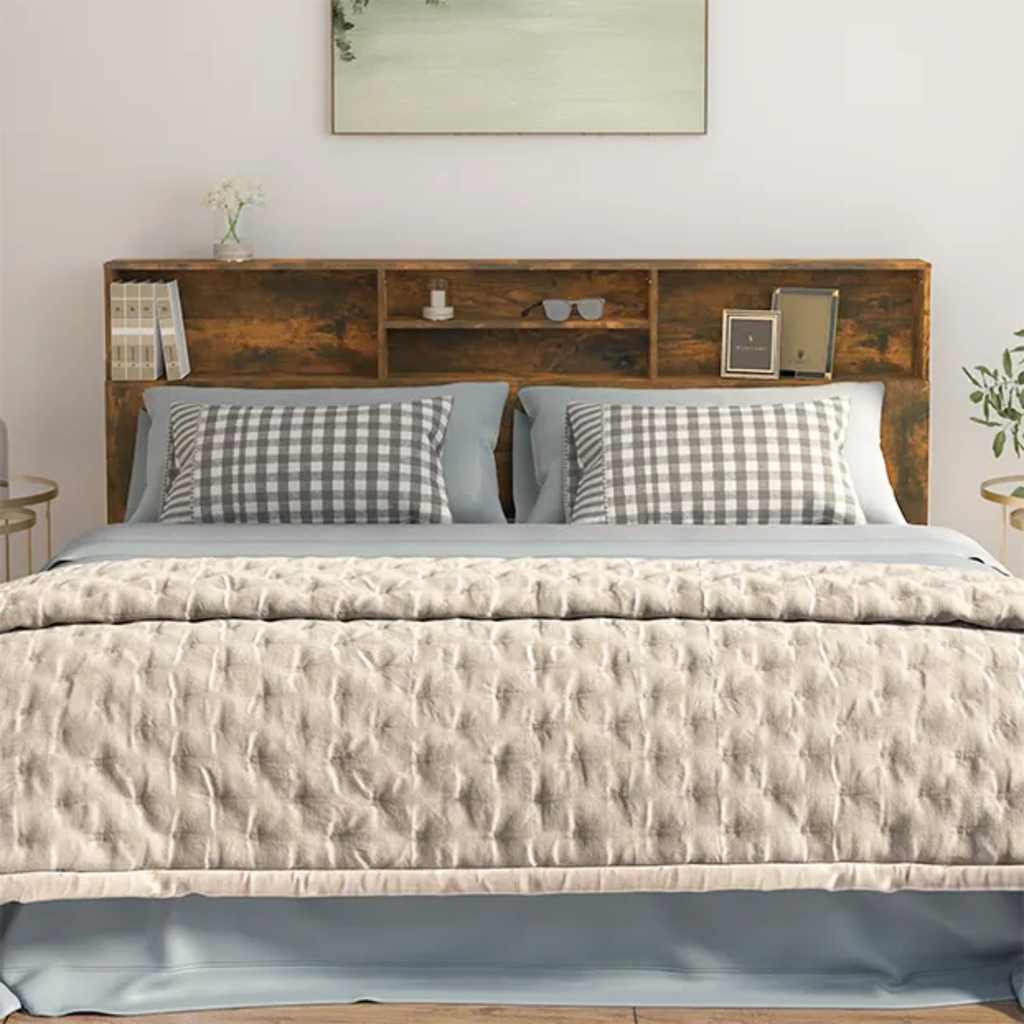 Headboard Cabinet Smoked Oak 200 cm