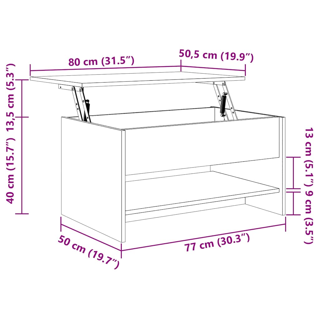 Coffee Table White 80x50x40 cm Engineered Wood
