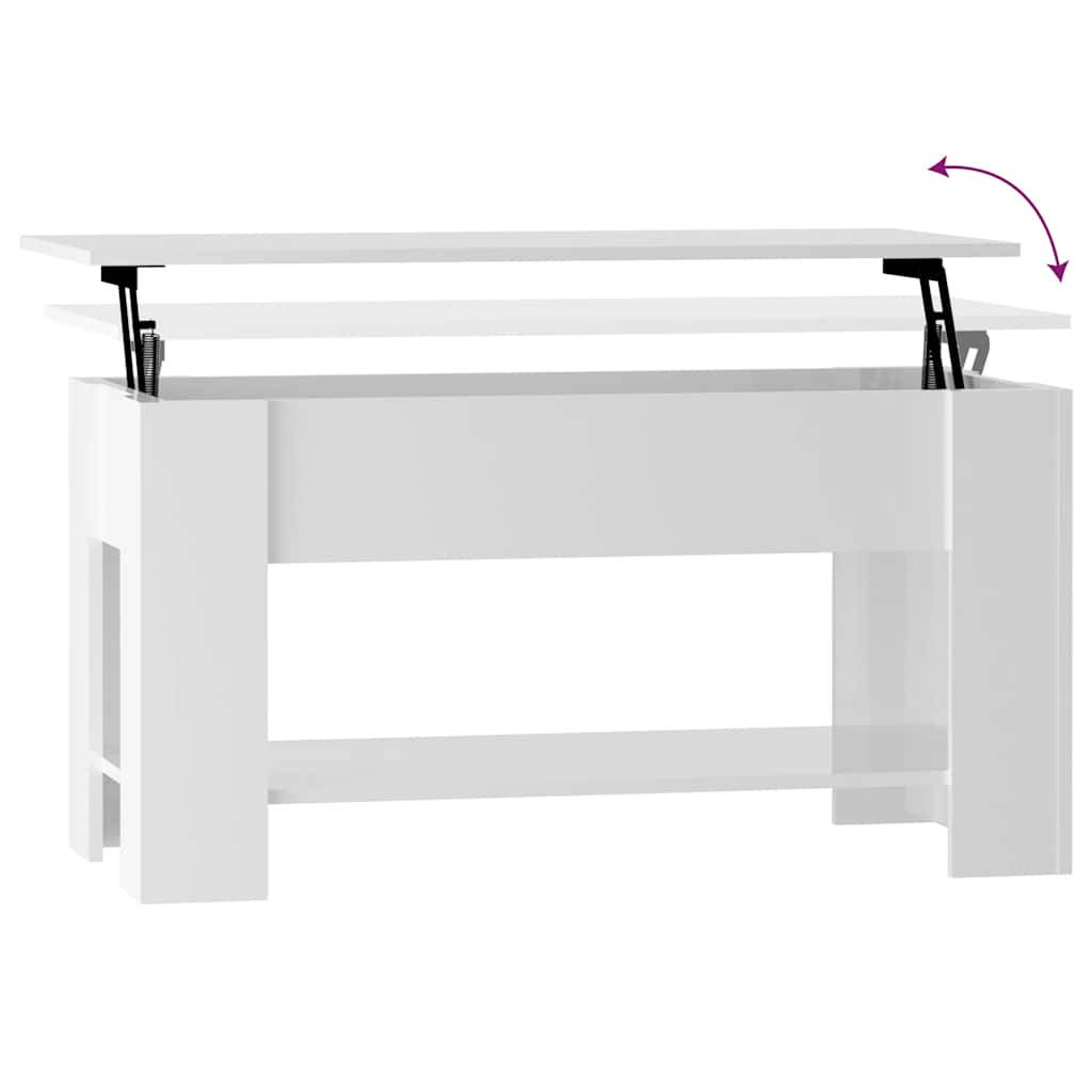 Coffee Table High Gloss White 101x49x52 cm Engineered Wood