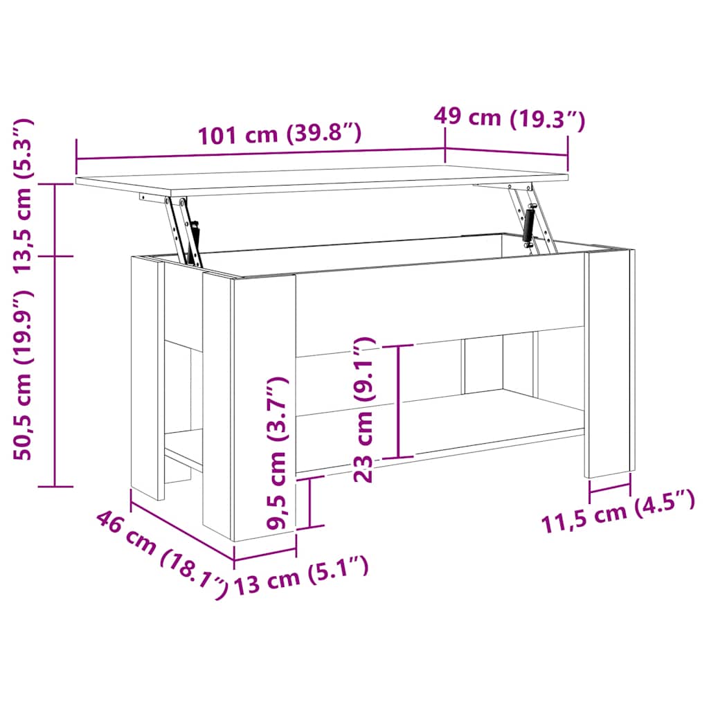 Coffee Table High Gloss White 101x49x52 cm Engineered Wood