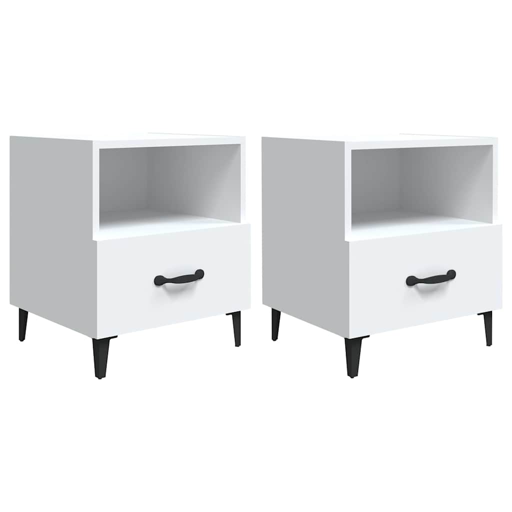Bedside Cabinets 2 pcs White Engineered Wood