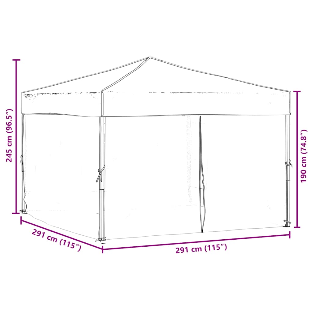 Folding Party Tent with Sidewalls Black 3x3 m