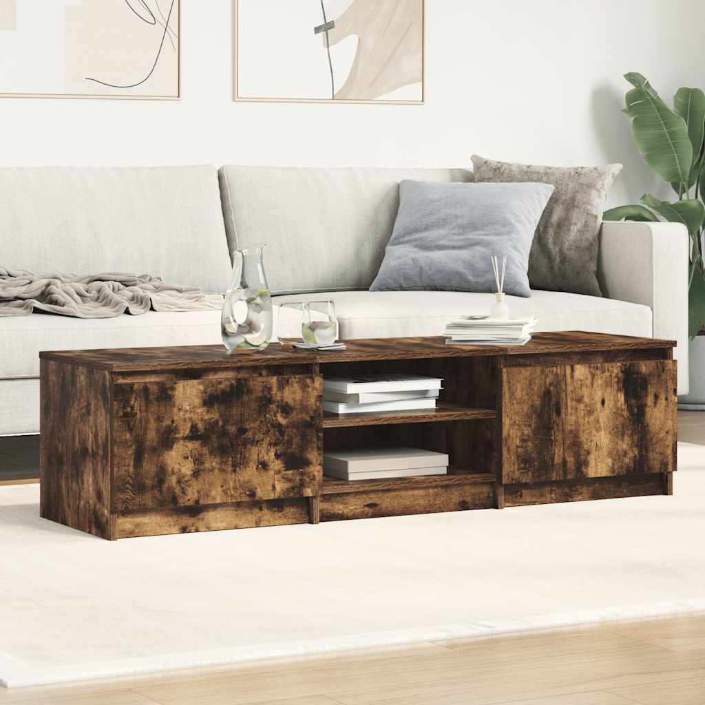 TV Cabinet Smoked Oak 140x40x35.5 cm Engineered Wood