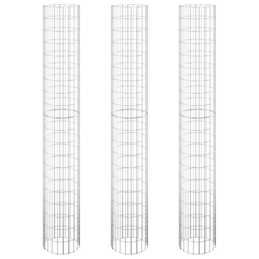 Circular Gabion Raised Beds 3 pcs Galvanised Steel Ø30x200 cm