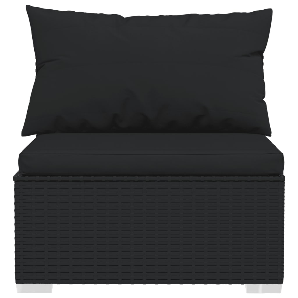12 Piece Garden Lounge Set with Cushions Poly Rattan Black