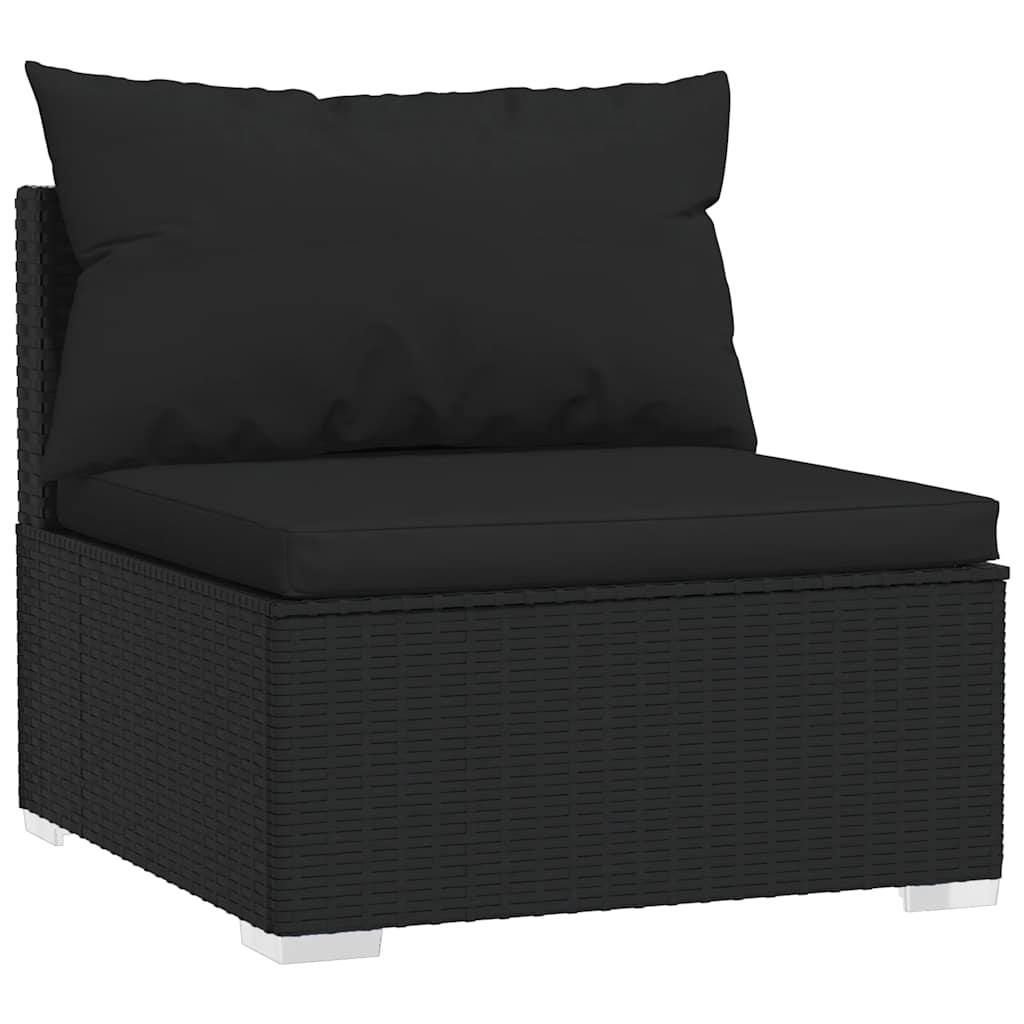 5 Piece Garden Lounge Set with Cushions Poly Rattan Black