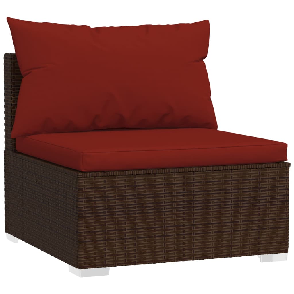 6 Piece Garden Lounge Set with Cushions Poly Rattan Brown