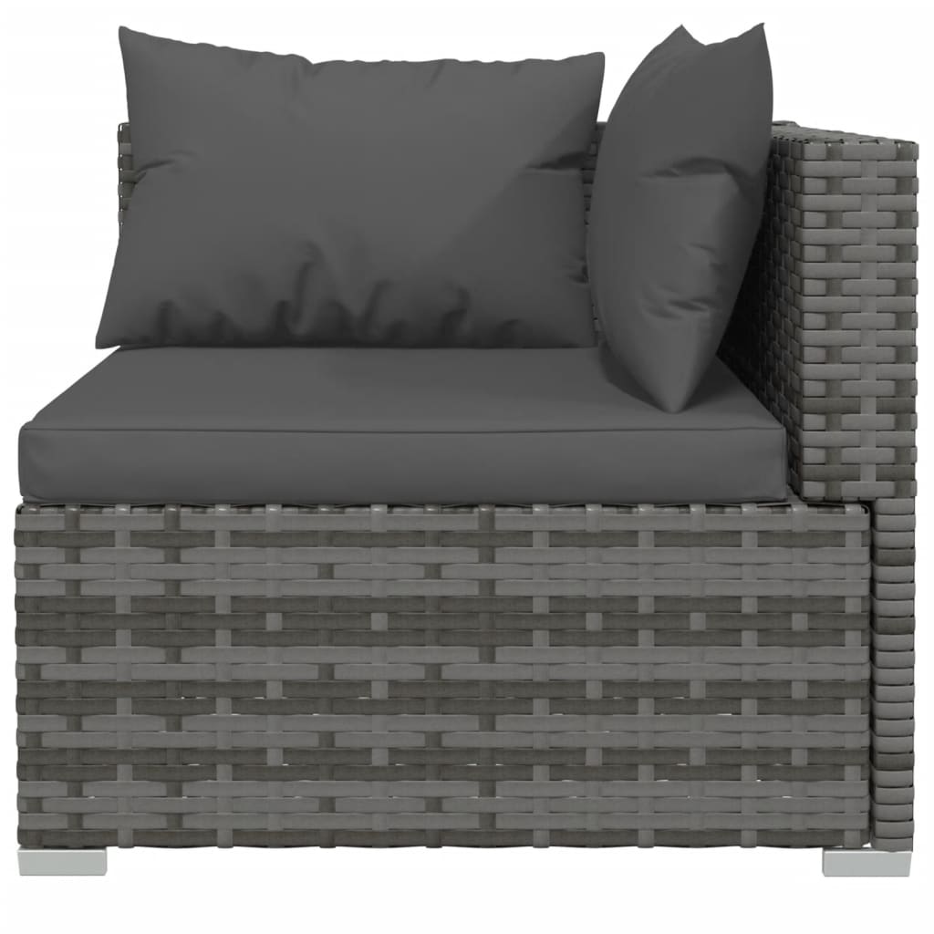 9 Piece Garden Lounge Set with Cushions Grey Poly Rattan