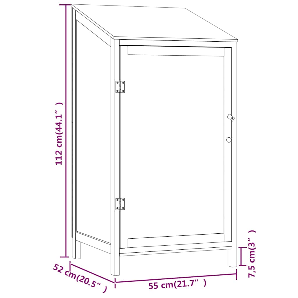 Garden Shed Anthracite 55x52x112 cm Solid Wood Fir