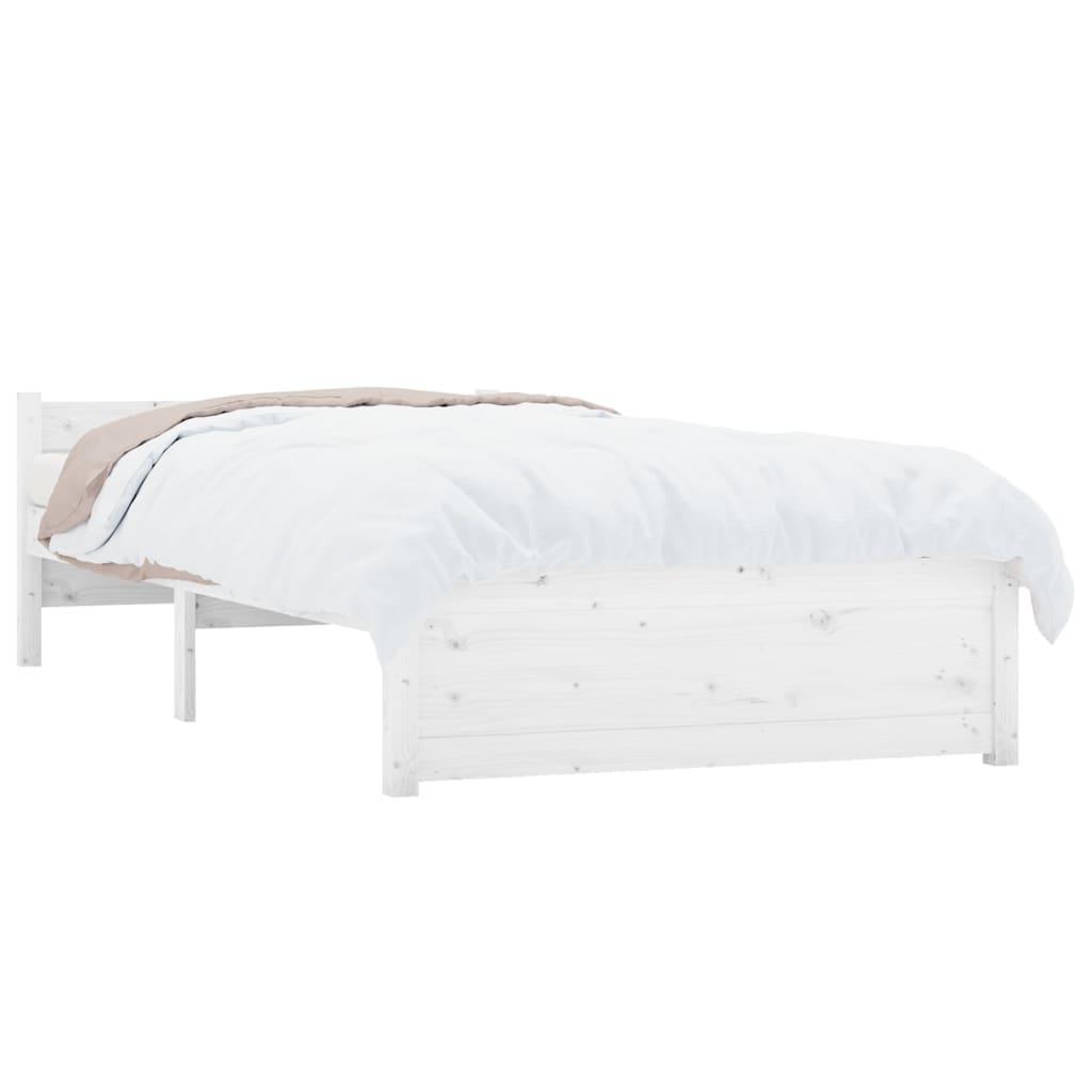 Bed Frame without Mattress White Solid Wood 90x190 cm