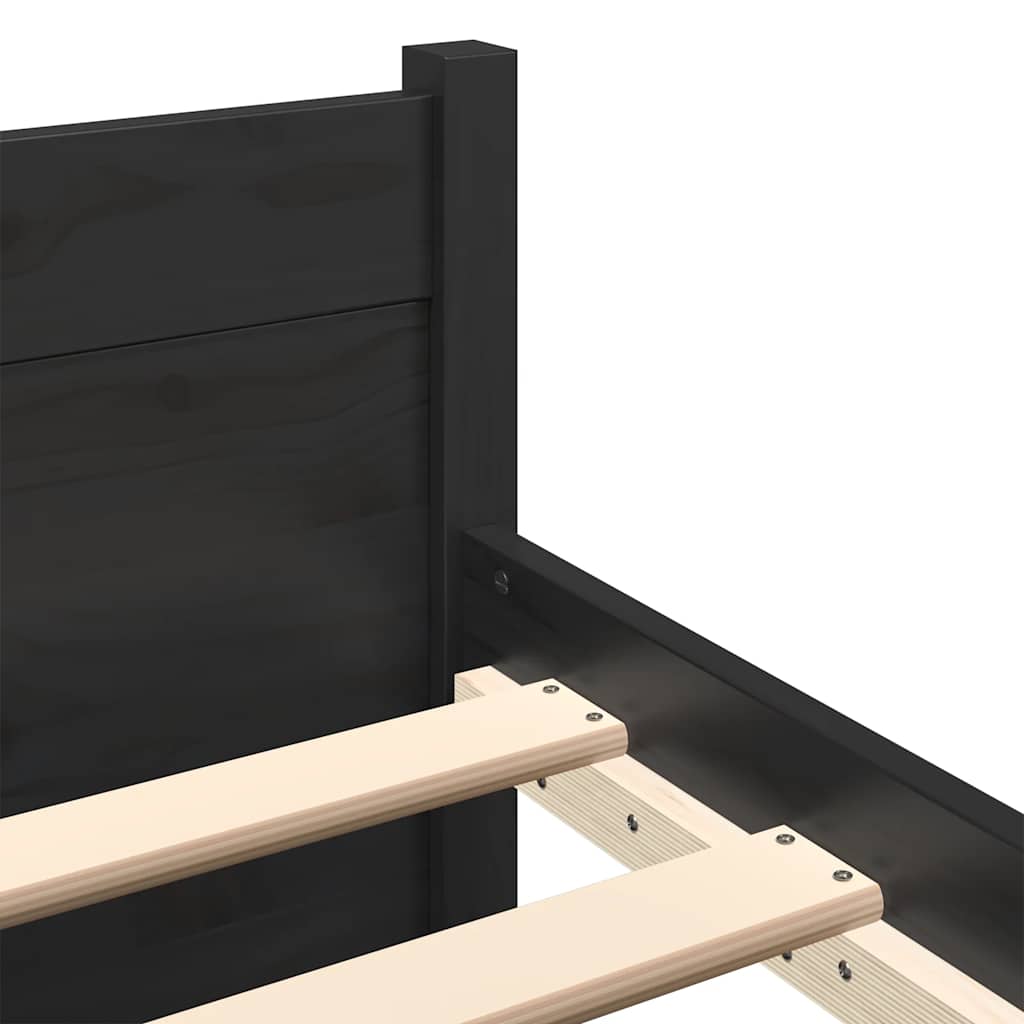 Bed Frame without Mattress Black Solid Wood 90x190 cm