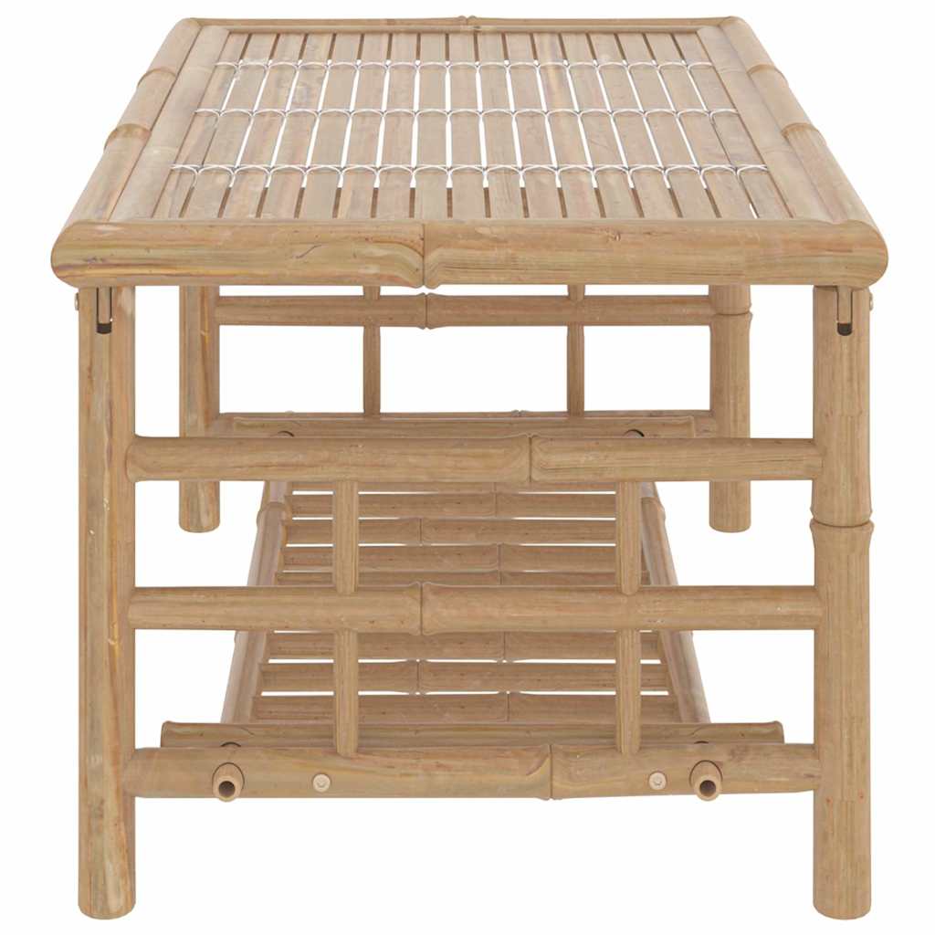 2 Piece Garden Lounge Set with Dark Grey Cushions Bamboo