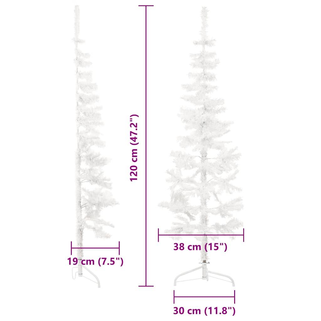 Slim Artificial Half Christmas Tree with Stand White 120 cm