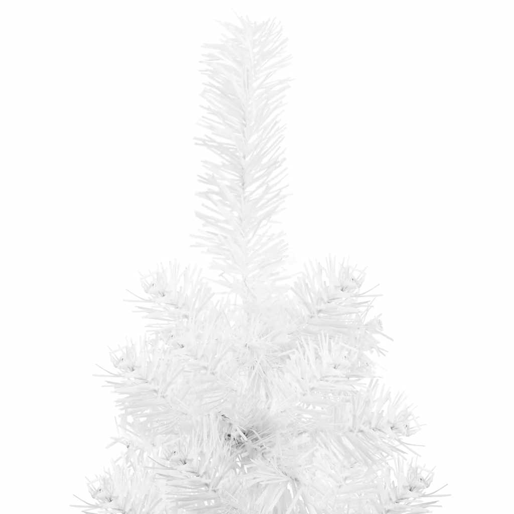 Slim Artificial Half Christmas Tree with Stand White 180 cm