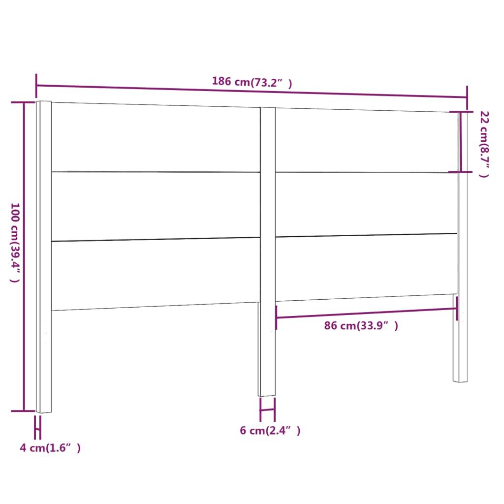 Headboard White 186 cm Solid Wood Pine