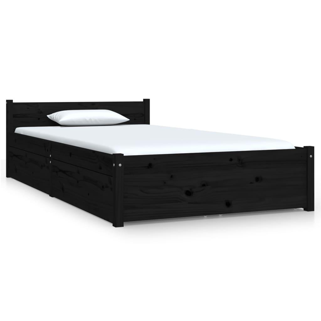 Bed Frame without Mattress with Drawers Black 90x190 cm