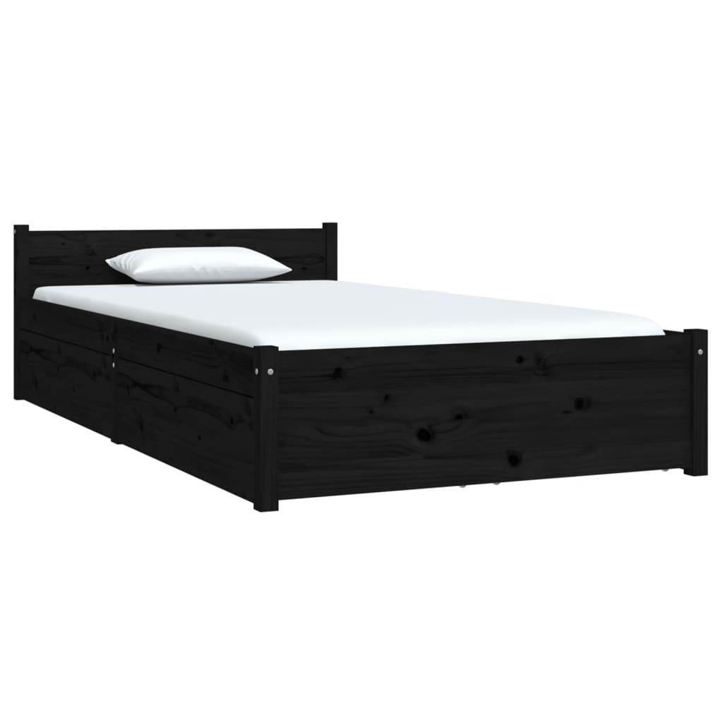 Bed Frame without Mattress with Drawers Black 90x190 cm