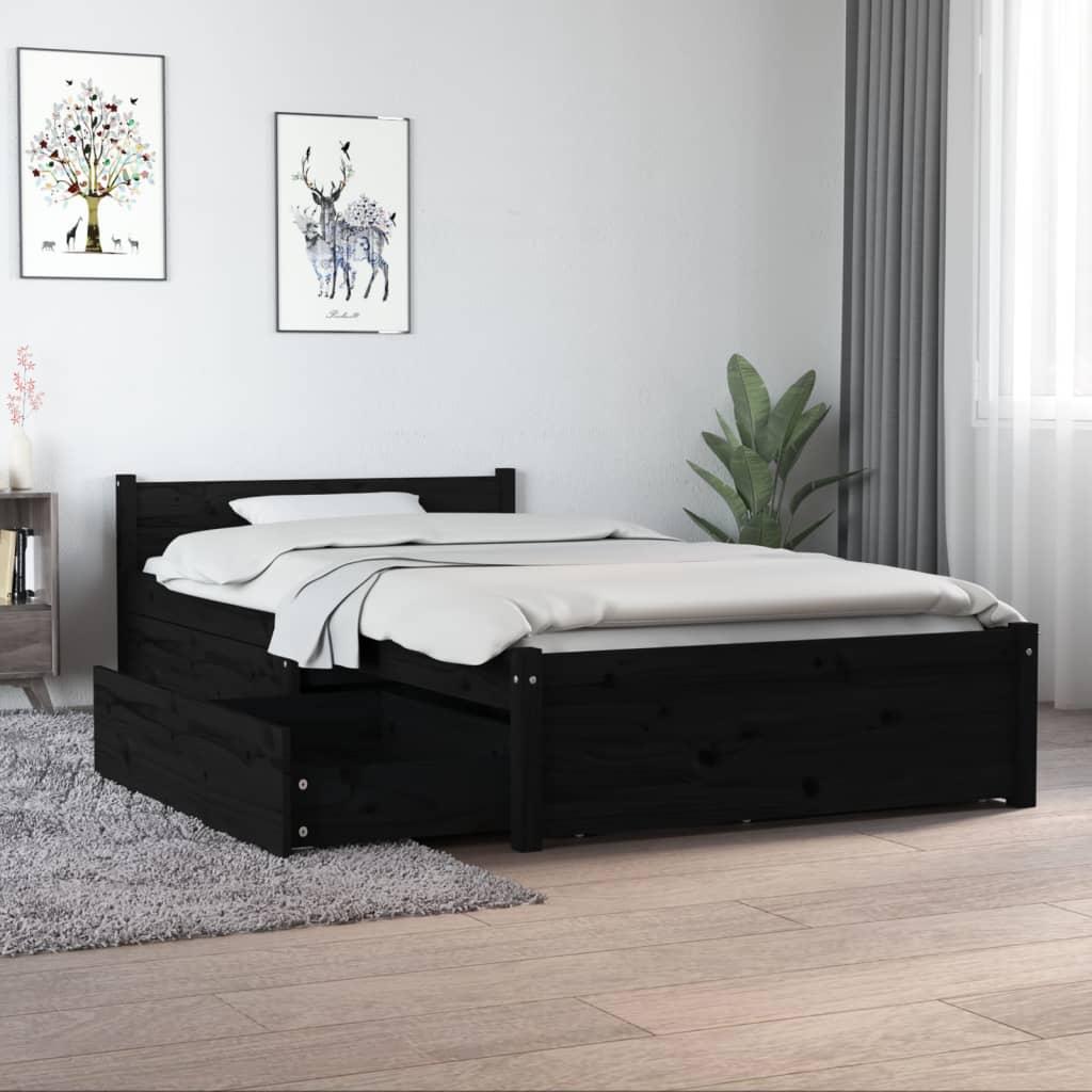 Bed Frame without Mattress with Drawers Black 90x190 cm