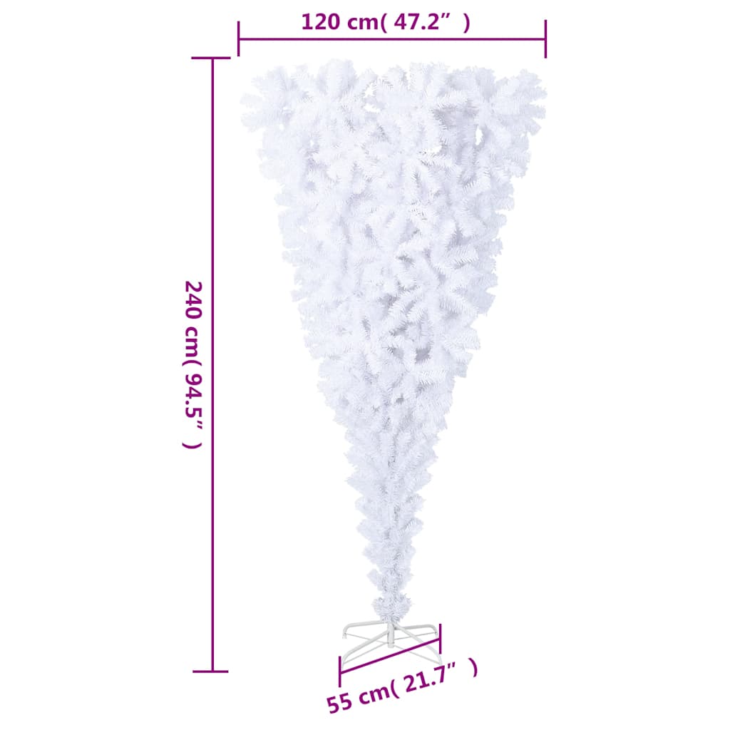 Upside-down Artificial Christmas Tree with Stand White 240 cm