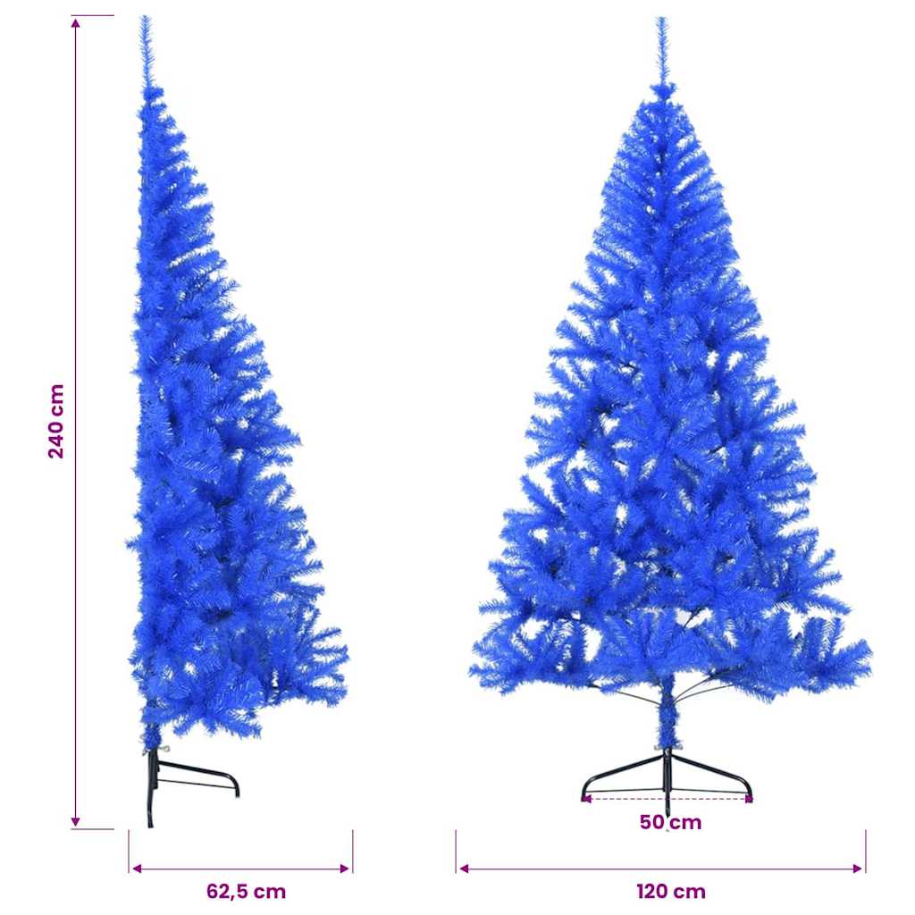 Artificial Half Christmas Tree with Stand Blue 240 cm PVC