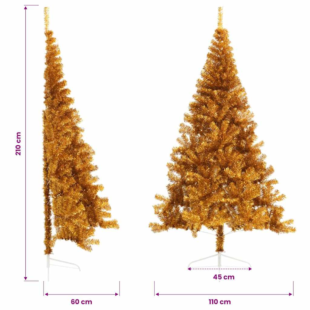 Artificial Half Christmas Tree with Stand Gold 210 cm PET