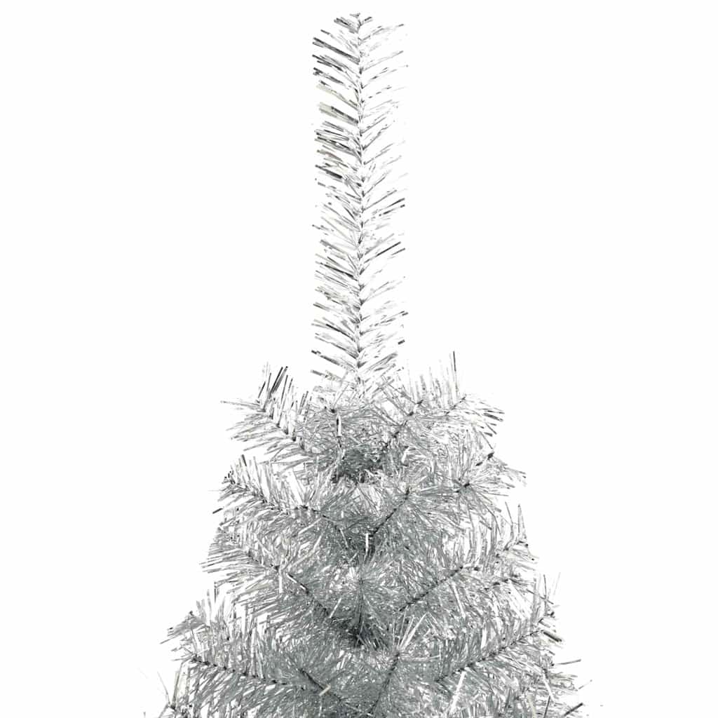 Artificial Half Christmas Tree with Stand Silver 210 cm PET