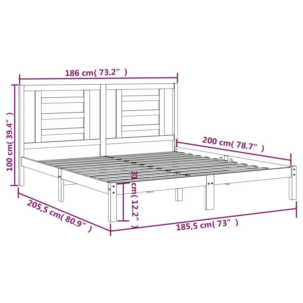 Bed Frame without Mattress 183x203 cm King Solid Wood