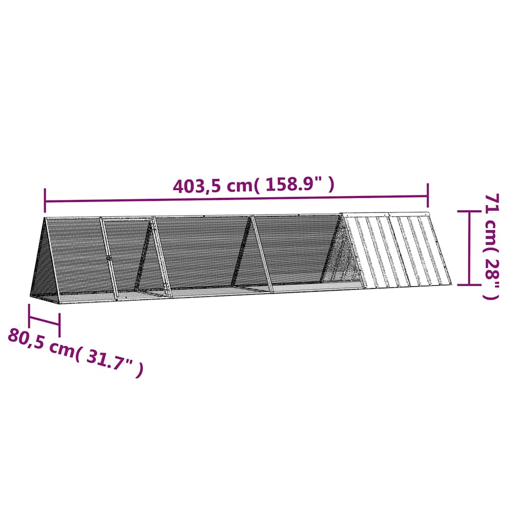 Rabbit Cage Anthracite 403.5x80.5x71 cm Galvanised Steel