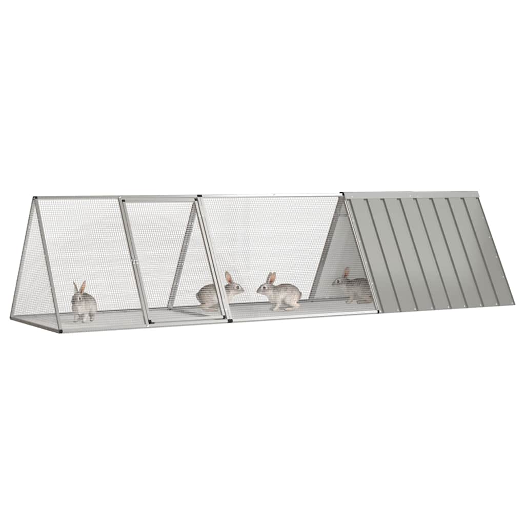 Rabbit Cage Grey 302.5x80.5x71 cm Galvanised Steel